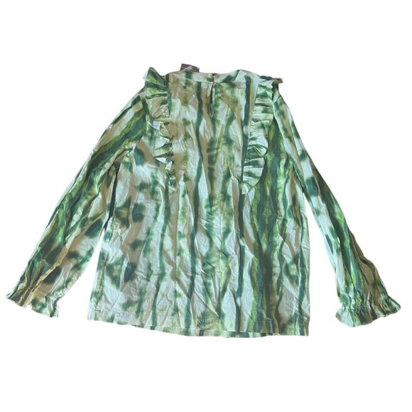 NWT Anthropologie Samant Chauhan Emilia Ruffled Tie Dyed Green Top Medium - Picture 9 of 10